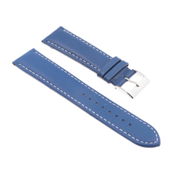 st18.5.22 Angle Blue White Padded Smooth Leather Watch Band Strap