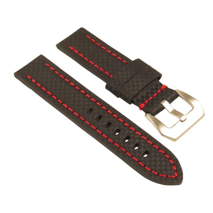 st25.1.6 Angle Black Red Heavy Duty Carbon Fiber Watch Strap