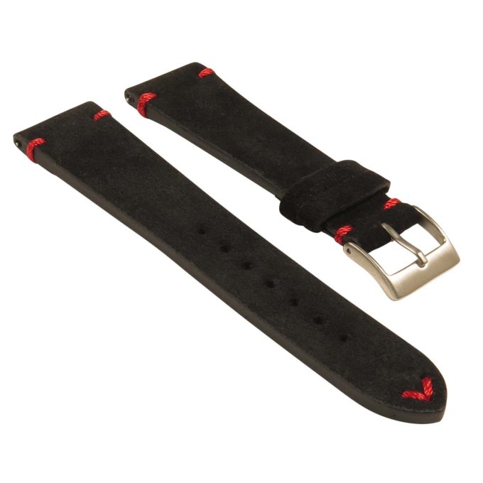 st28.1.6 Angled Suede Watch Strap in Black Red