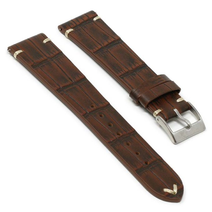 ds20.2 Angle Brown DASSARI Vintage Alligator Leather Watch Band Strap 18mm 19mm 20mm 21mm 22mm 24mm 1