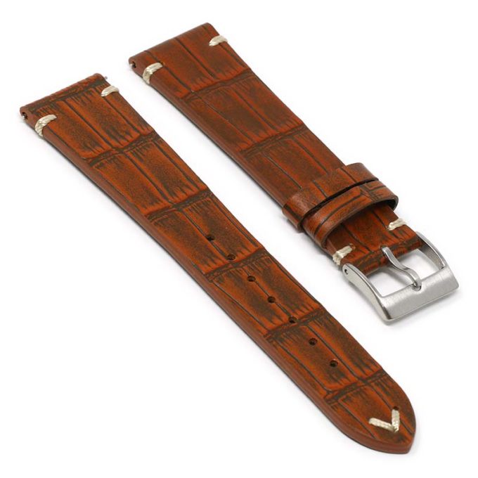 ds20.3 Angle Tan DASSARI Vintage Alligator Leather Watch Band Strap 18mm 19mm 20mm 21mm 22mm 24mm 1