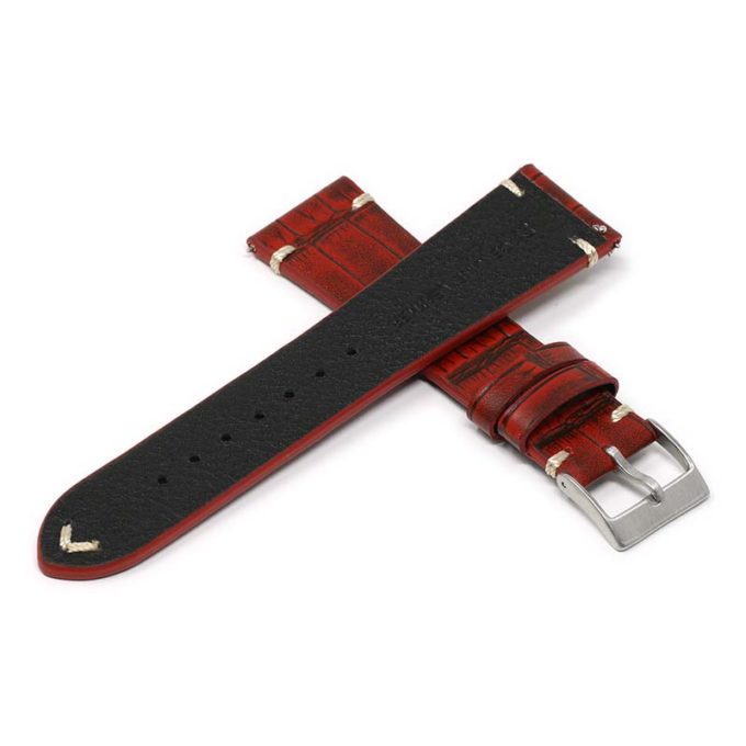 ds20.6 Cross Red DASSARI Vintage Alligator Leather Watch Band Strap 18mm 19mm 20mm 21mm 22mm 24mm 1