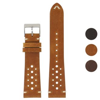 ra10.3 Gallery Peanut Butter DASSARI Distressed Perforated Leather Watch Band Strap 18mm 19mm 20mm 21mm 22mm