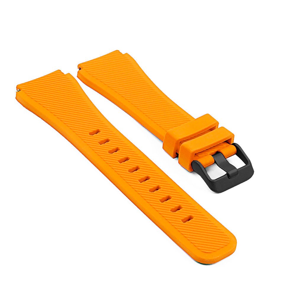 S.r4.12a.mb Main Tangerine Orange (Black Buckle) StrapsCo Silicone Rubber Watch Band Strap For Samsung Gear S3