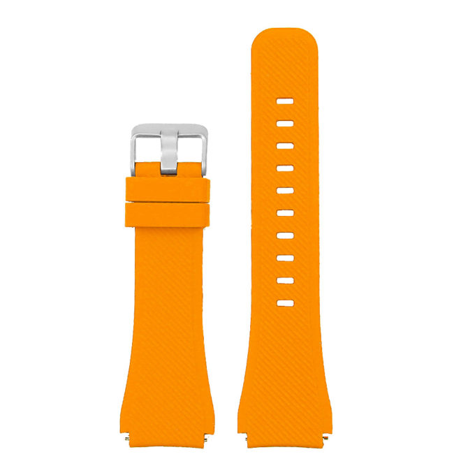 S.r4.12a.ms Up Tangerine Orange (Matte Silver Buckle) StrapsCo Silicone Rubber Watch Band Strap For Samsung Gear S3