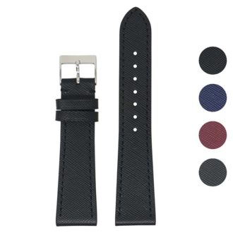st31.1 Gallery Black DASSARI Saffiano Leather Watch Band Strap 8mm 10mm 12mm 14mm 16mm 18mm 19mm 20mm 21mm 22mm 23mm 24mm