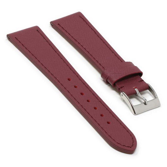 st31.4 Angle Bordeaux DASSARI Saffiano Leather Watch Band Strap 8mm 10mm 12mm 14mm 16mm 18mm 19mm 20mm 21mm 22mm 23mm 24mm
