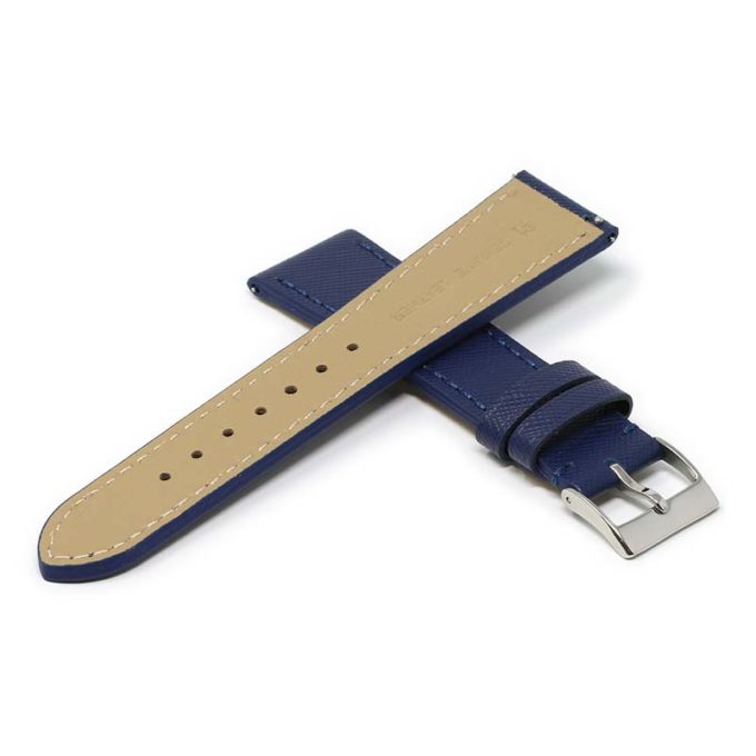 st31.5 Cross Blue DASSARI Saffiano Leather Watch Band Strap 8mm 10mm 12mm 14mm 16mm 18mm 19mm 20mm 21mm 22mm 23mm 24mm