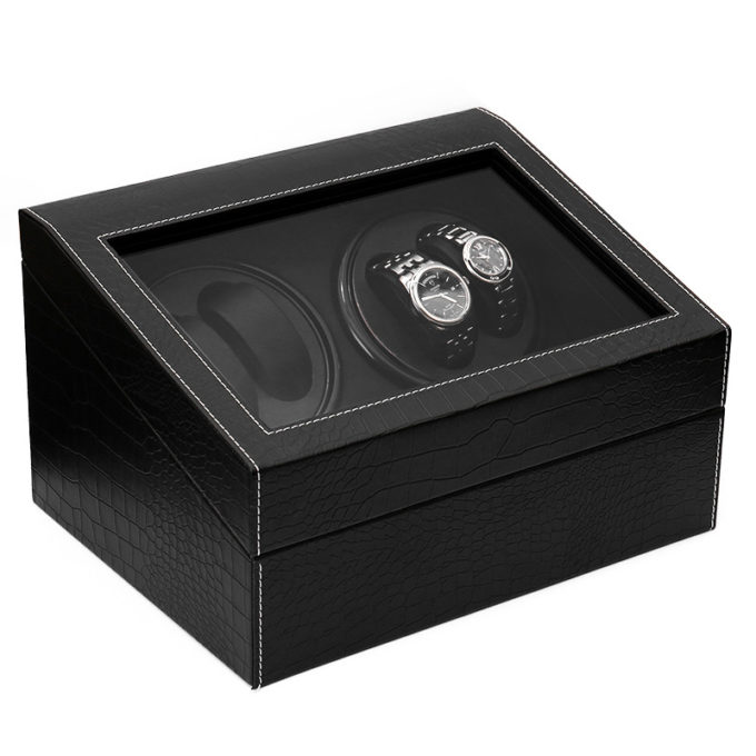 Alligator Leatherette Watch Winder For 4 Watches 5