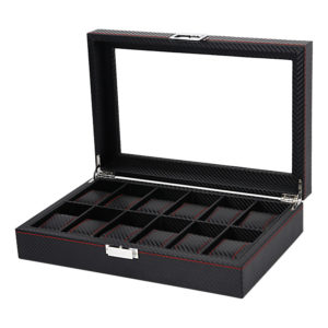 Carbon fiber watch box for 12 watches