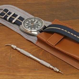 DASSARI Smooth Leather Watch Pouch With Watch And Spring Bar Tool