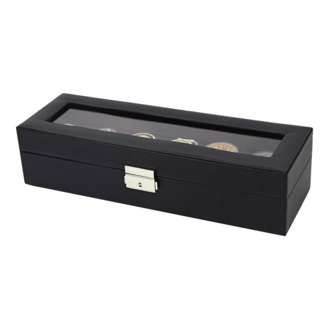 Key Locked Carbon Fiber Watch Box for 6 Watches 3