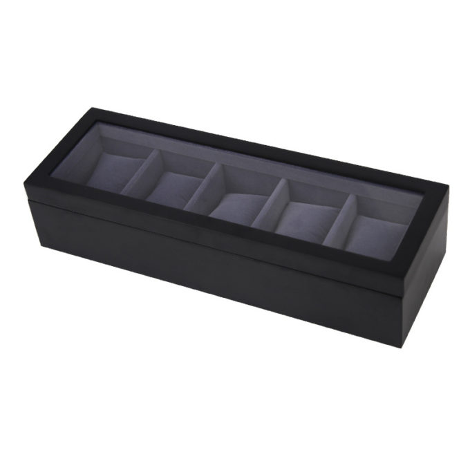 Matte Black Watch Box For 5 Watches 2