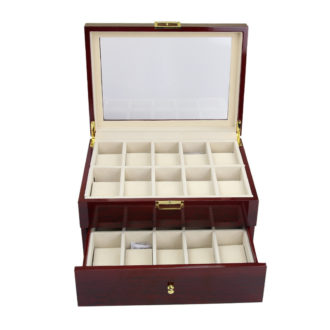 Wood Watch Box With Drawer For 20 Watches