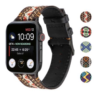 a.l12.a Gallery A StrapsCo Embroidered Leather Watch Band Strap for Apple Watch 38mm 40mm 42mm 44mm