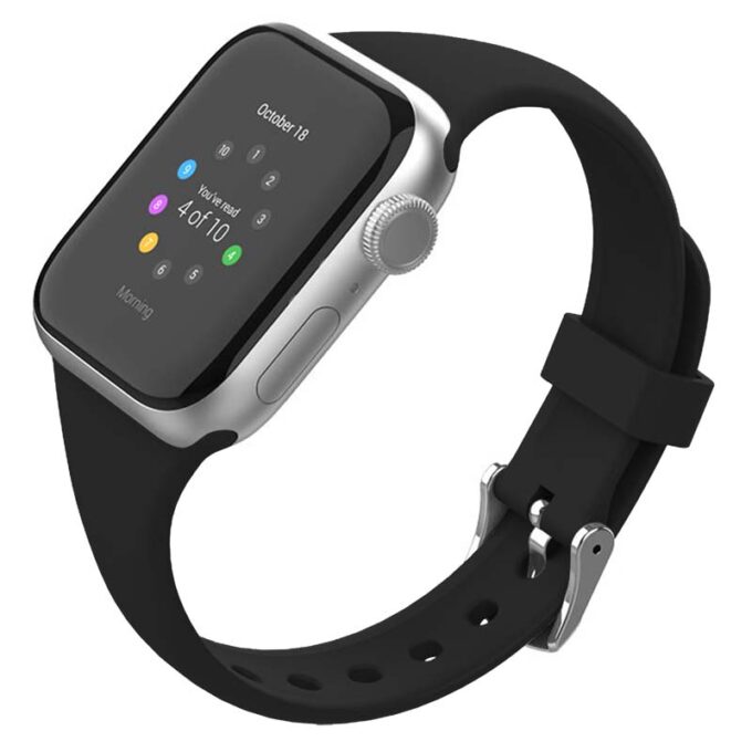 a.r18.1 Main Black StrapsCo Smooth Slim Thin Silicone Rubber Watch Band Strap for Apple Watch 38mm 40mm 42mm 44mm 2