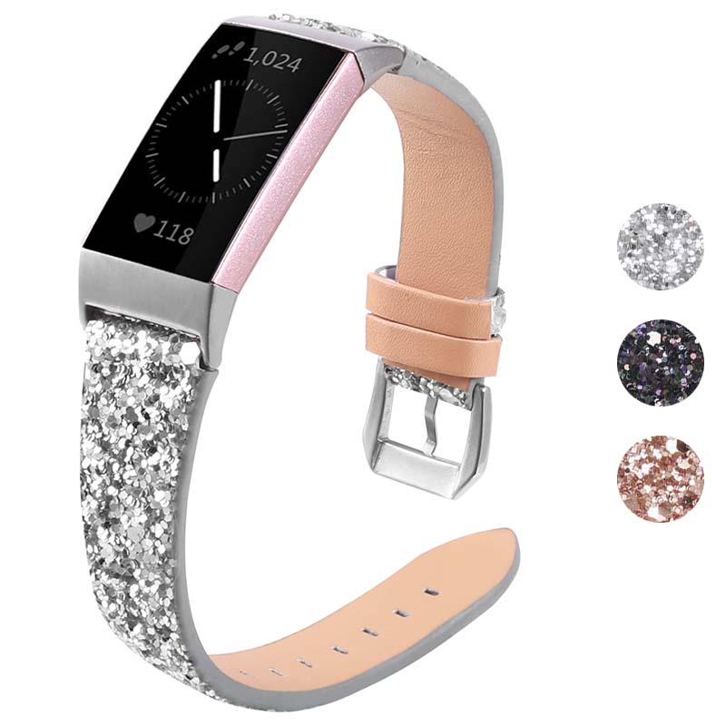 Sequin Leather Strap for Fitbit Charge 