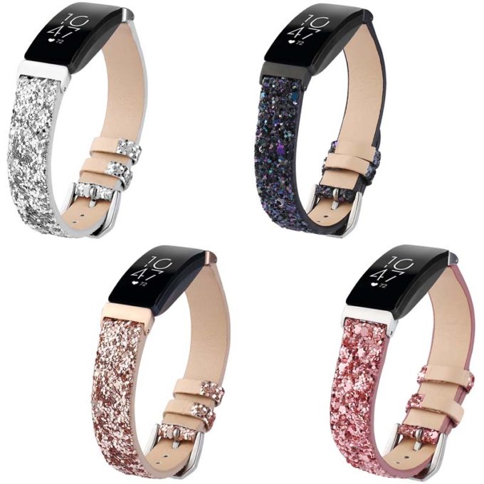 fb.l36 All Color StrapsCo Womens Leather Sequin Glitter Watch Band Strap for Fitbit Inspire