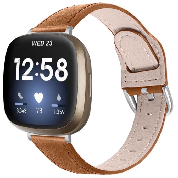fb.l38.3 Main Tan StrapsCo Buckle and Tuck Genuine Leather Watch Band Strap for Fitbit Versa 3 Fitbit Sense