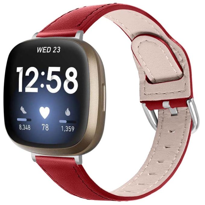 fb.l38.6 Main Red StrapsCo Buckle and Tuck Genuine Leather Watch Band Strap for Fitbit Versa 3 Fitbit Sense