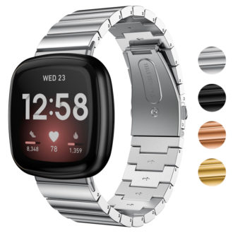 fb.m124.ss Gallery Silver StrapsCo Stainless Steel Metal Link Bracelet Watch Band for Fitbit Versa 3 Fitbit Sense