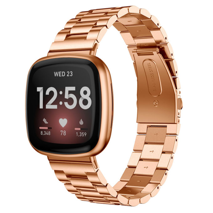 fb.m125.rg Main Rose Gold StrapsCo Stainless Steel Watch Band Strap for Fitbit Versa 3 Fitbit Sense