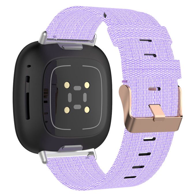 fb.ny15.18 Back Violet StrapsCo Woven Canvas Watch Band Strap with Rose Gold Buckle for Fitbit Versa 3 Fitbit Sense