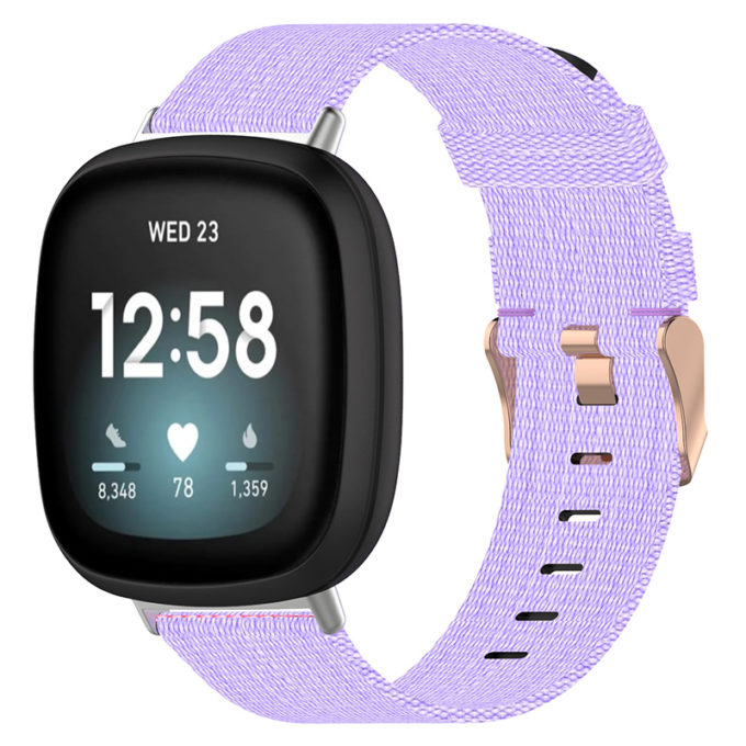 fb.ny15.18 Main Violet StrapsCo Woven Canvas Watch Band Strap with Rose Gold Buckle for Fitbit Versa 3 Fitbit Sense