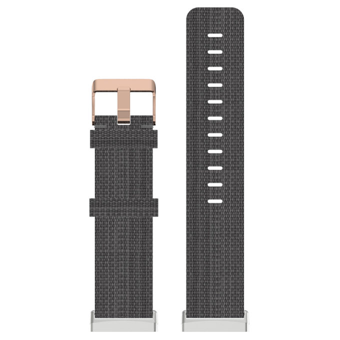 fb.ny15.7 Up Grey StrapsCo Woven Canvas Watch Band Strap with Rose Gold Buckle for Fitbit Versa 3 Fitbit Sense