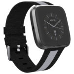fb.ny16.1.7 Main Black Grey StrapsCo Reflective Nylon Canvas Woven Watch Band Strap for Fitbit Versa Versa 2 Versa Lite