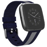 fb.ny16.5.7 Main Blue Grey StrapsCo Reflective Nylon Canvas Woven Watch Band Strap for Fitbit Versa Versa 2 Versa Lite