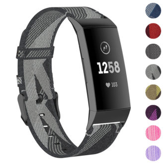 fb.ny18.7a Gallery Grey Black StrapsCo Canvas Woven Watch Band Strap for Fitbit Charge 4 Charge 3
