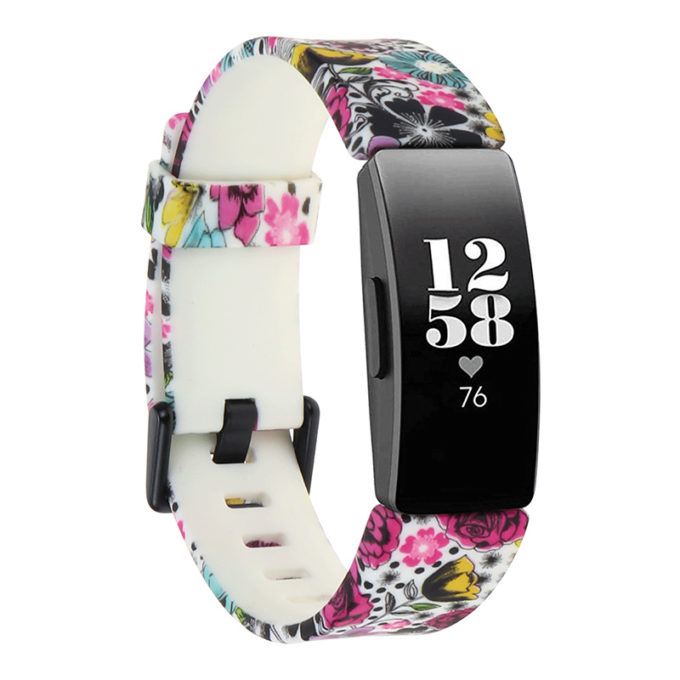 fb.r56.b Main Wild Flowers StrapsCo Patterned Silicone Rubber Watch Band Strap for Fitbit Inspire Insipre HR