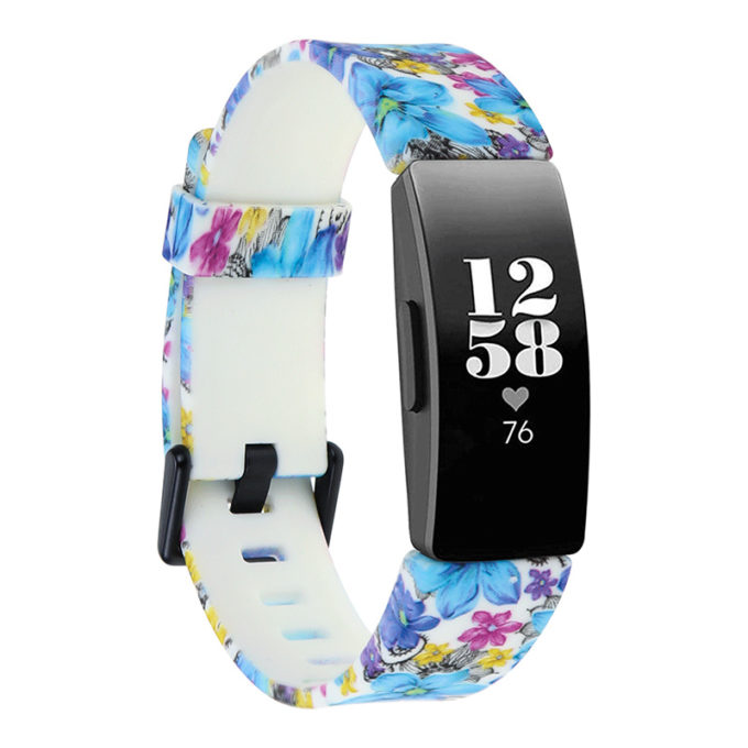 fb.r56.c Main Peonies Blue StrapsCo Patterned Silicone Rubber Watch Band Strap for Fitbit Inspire Insipre HR