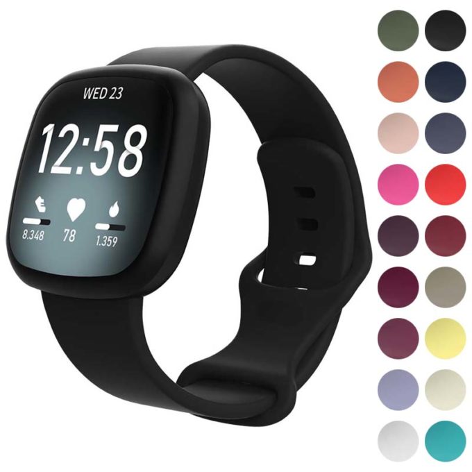 fb.r59.1 Gallery Black StrapsCo Silicone Rubber Infinity Watch Band Strap for Fitbit Versa 3 Fitbit Sense