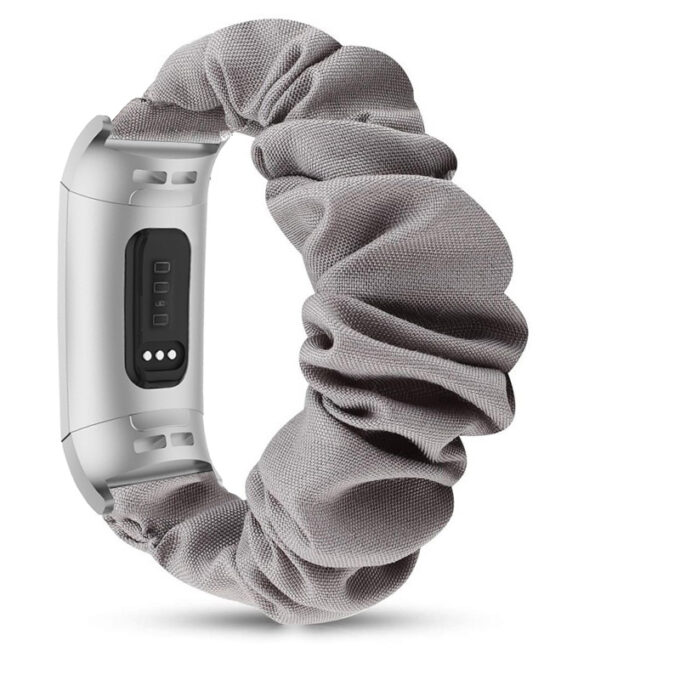 fb.w1.7 Main Grey StrapsCo Elastic Scrunchie Watch Band Strap for Fitbit Charge 4 Charge 3