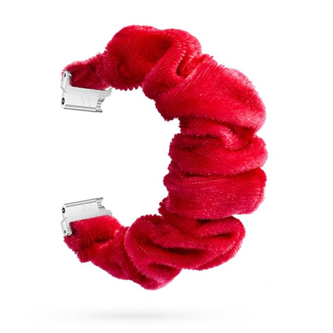 fb.w5.6 Main Red StrapsCo Fuzzy Nylon Elastic Scrunchie Watch Band Strap for Fitbit Versa 3 Versa 2