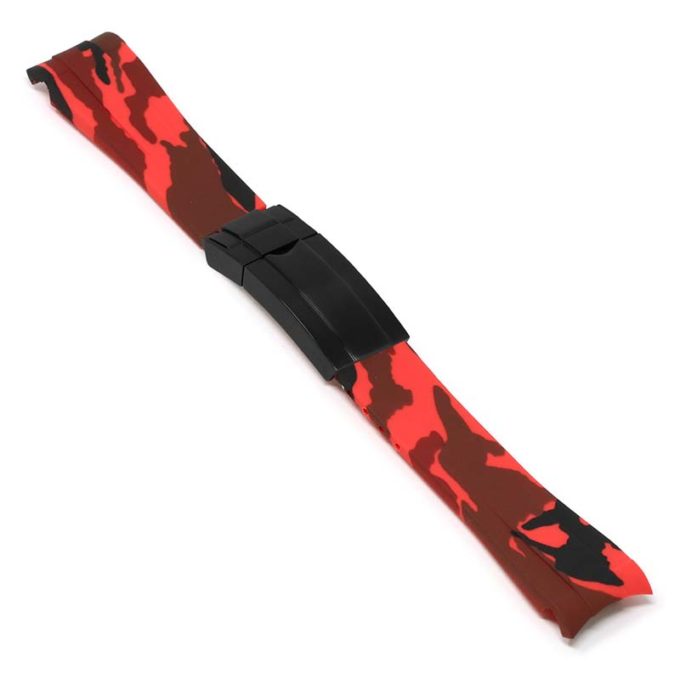 R.rx7.6.mb Angle Red Camo (Black Clasp) StrapsCo Fitted Camo Rubber Watch Band Strap