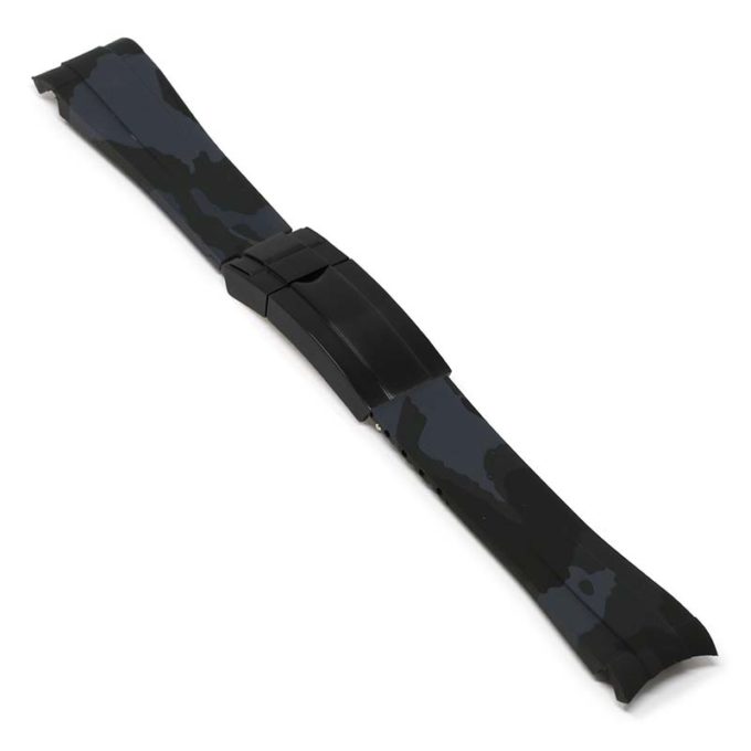 R.rx7.7.mb Angle Grey Camo (Black Clasp) StrapsCo Fitted Camo Rubber Watch Band Strap