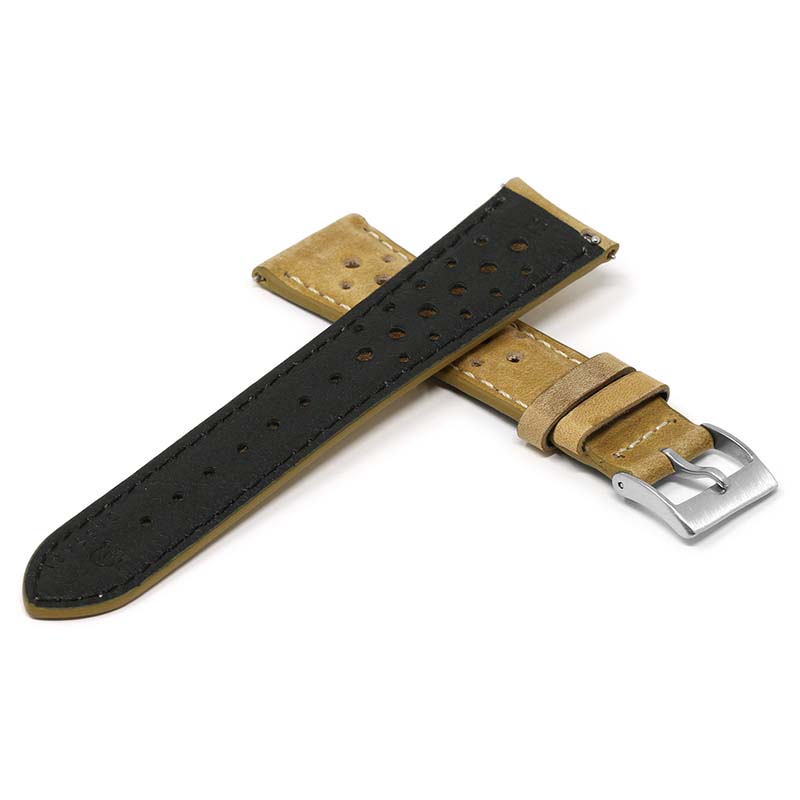 DASSARI Distressed Perforated Leather Racing Watch Band - Quick Release ...