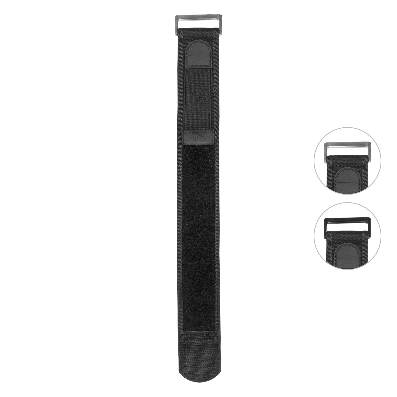Bandini 14mm Nylon Sports Watch Band Strap - Black - Hook Loop