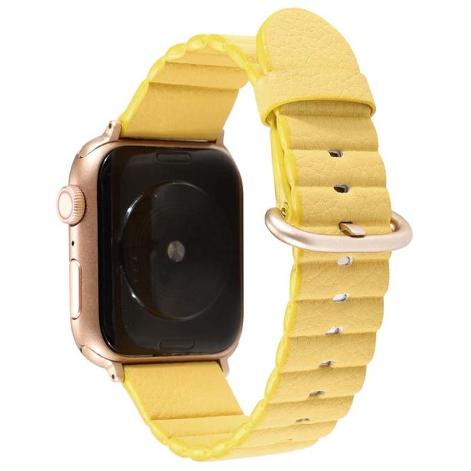a.l13.10 Back Yellow StrapsCo Genuine Leather Link Band Strap for Apple Watch 38mm 40mm 42mm 44mm