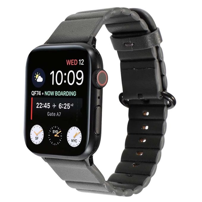 a.l13.7 Main Dark Grey StrapsCo Genuine Leather Link Band Strap for Apple Watch 38mm 40mm 42mm 44mm