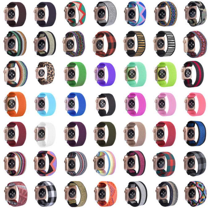 A.ny5 All Color StrapsCo Nylon Elastic Band Strap For Apple Watch 38mm 40mm 42mm 44mm