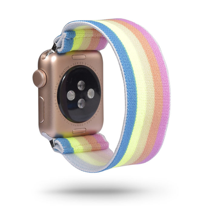 a.ny5 .128 Main Bright Rainbow StrapsCo Nylon Elastic Band Strap for Apple Watch 38mm 40mm 42mm 44mm