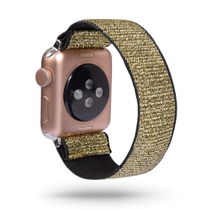 a.ny5 .134 Main Gold Sparkles StrapsCo Nylon Elastic Band Strap for Apple Watch 38mm 40mm 42mm 44mm 34