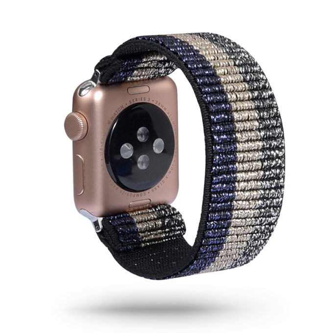 a.ny5 .137 Main Silver Gold Blue Sparkles StrapsCo Nylon Elastic Band Strap for Apple Watch 38mm 40mm 42mm 44mm
