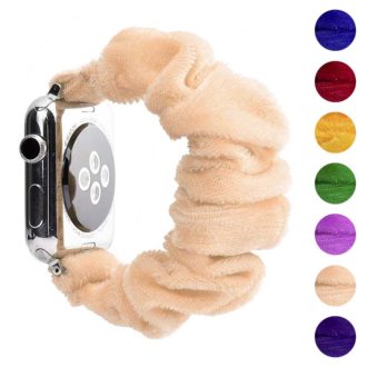 a.w3.17 Gallery Beige StrapsCo Fuzzy Elastic Scrunchie Band Strap for Apple Watch 38mm 40mm