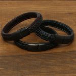 Bx1.mb Creative2 (Brushed Black Clasp) StrapsCo Braided Leather Bracelet