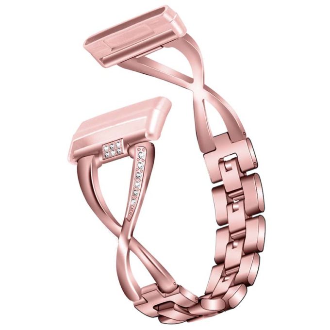 fb.m130.pg Alt Pink Gold StrapsCo Metal Alloy Jewellery Bracelet Watch Strap with Rhinestones for Fitbit Versa 3 Sense